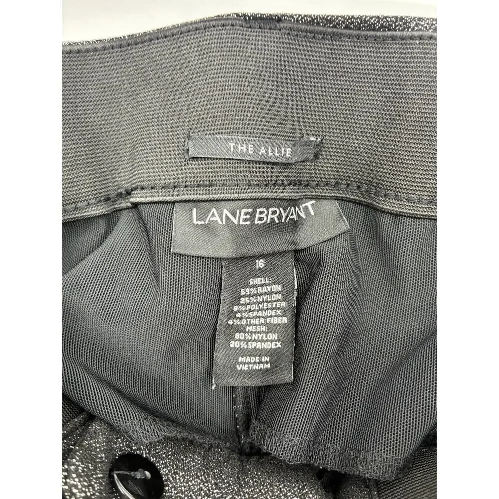 Lane Bryant Allie Shimmer Slim Pants Metallic Charcoal Career Evening Plus 16 - Picture 4 of 7